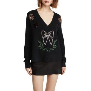WILDFOX COUTURE Fancy Embellished V Neck Sweater M